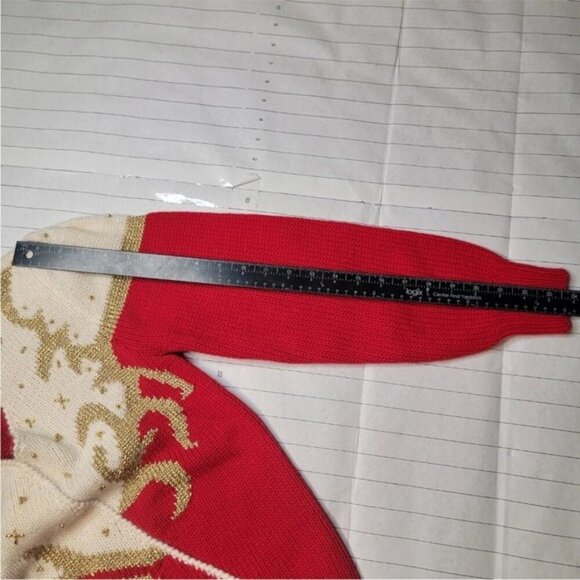 Dana Scott Sweater Womens M Red Gold Beaded Christmas Ugly Angora Wool 80s Vtg - Picture 8 of 8